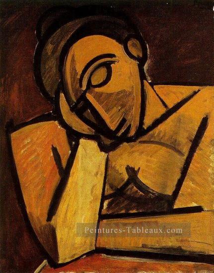 Buste de femme accoudee Femme dormant 1908 Cubisme Peintures à l'huile